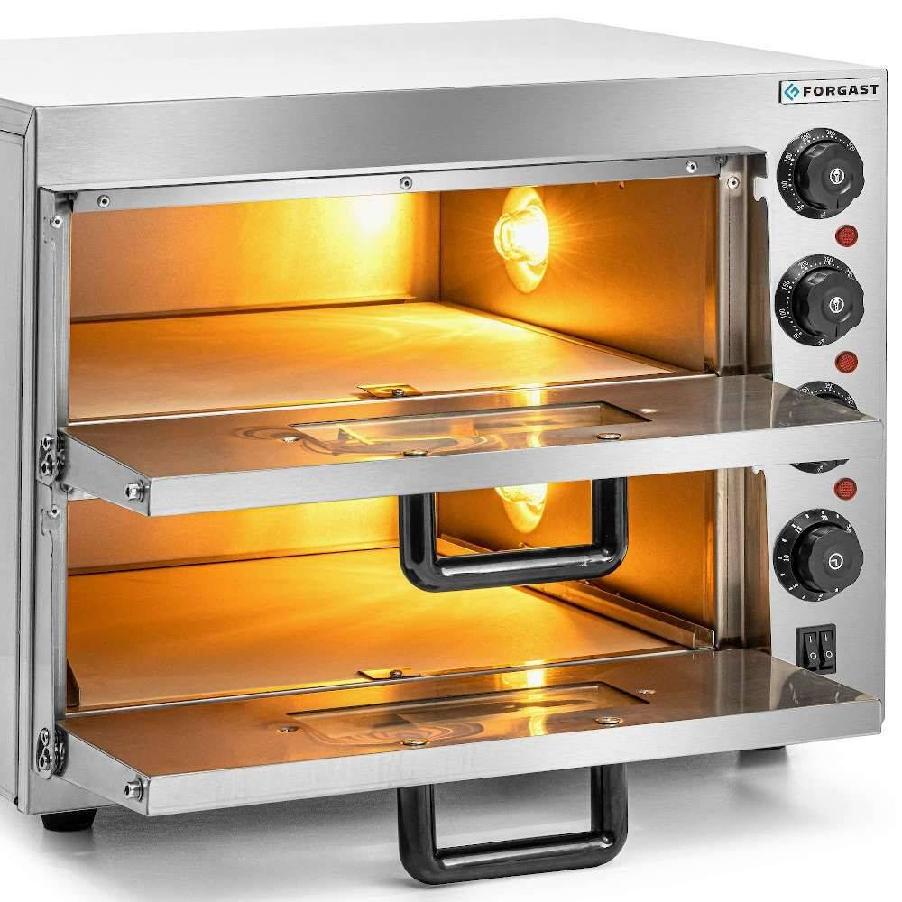 Pizzasütő 2 kamrás, 2x40 cm, 3 kW, 230 V | FORGAST FG09553