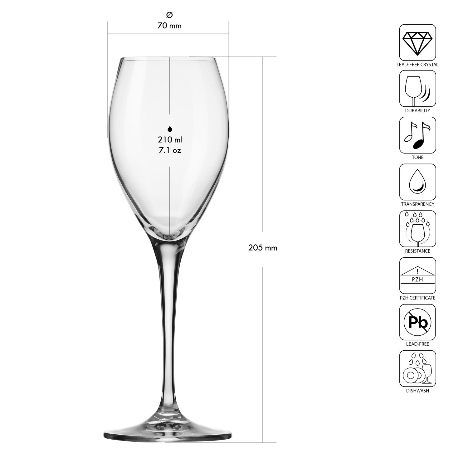 Pezsgős és proseccós poharak, SPARKLING WINE 210, 210 ml, 6 darabos készlet | KROSNO GLASS F579171019004080