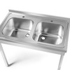 Rozsdamentes acél asztal 2 medencés mosogatóval 100x60x85 csavarozott | FORGAST FG15335