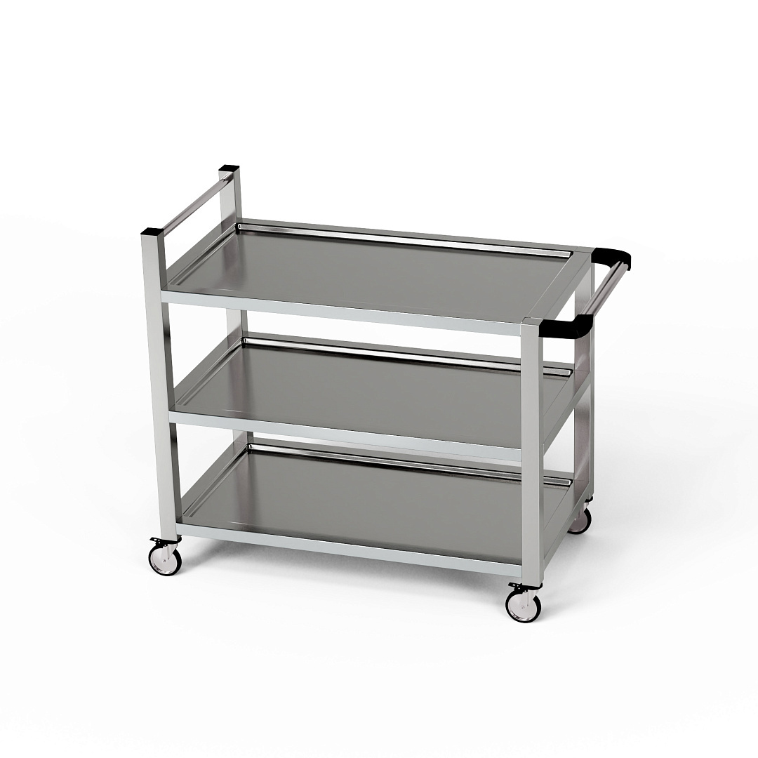 Rozsdamentes felszolgálókocsi, 3 polcos, 120x50x85 cm | FORGAST