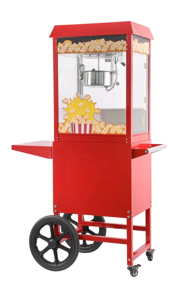 Popcornkészítő gép kocsival, piros, 1,155 kW, 230 V | HENDI 282830