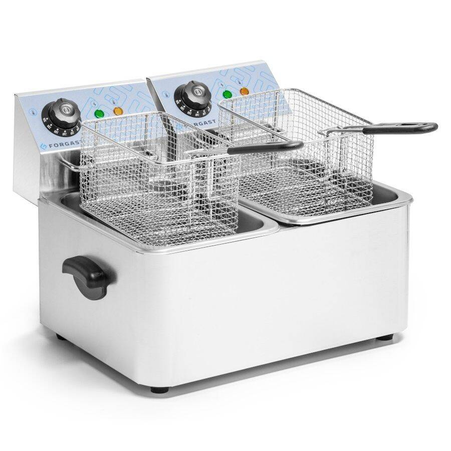 Elektromos olajsütő 2 medencés 2x4 l, 2x2 kW, 230 V | FORGAST FG09024