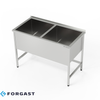 Mosogató rozsdamentes acélból, 2 medencés (mélység: 40 cm), 180x60x85 cm | FORGAST