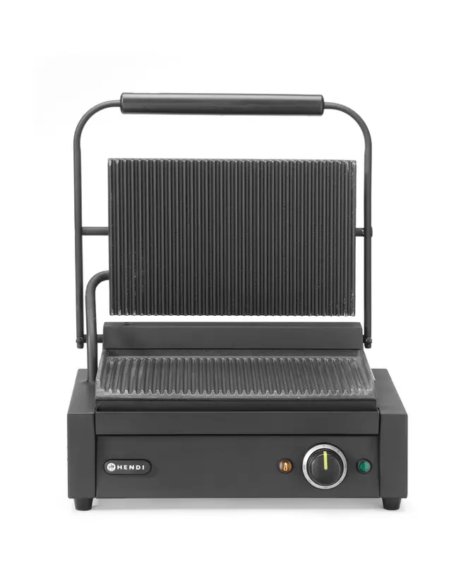 Kontaktgrill egyszeres, bordázott lapok, 34x23,5 cm, 2200 W, 230 V | HENDI 263617