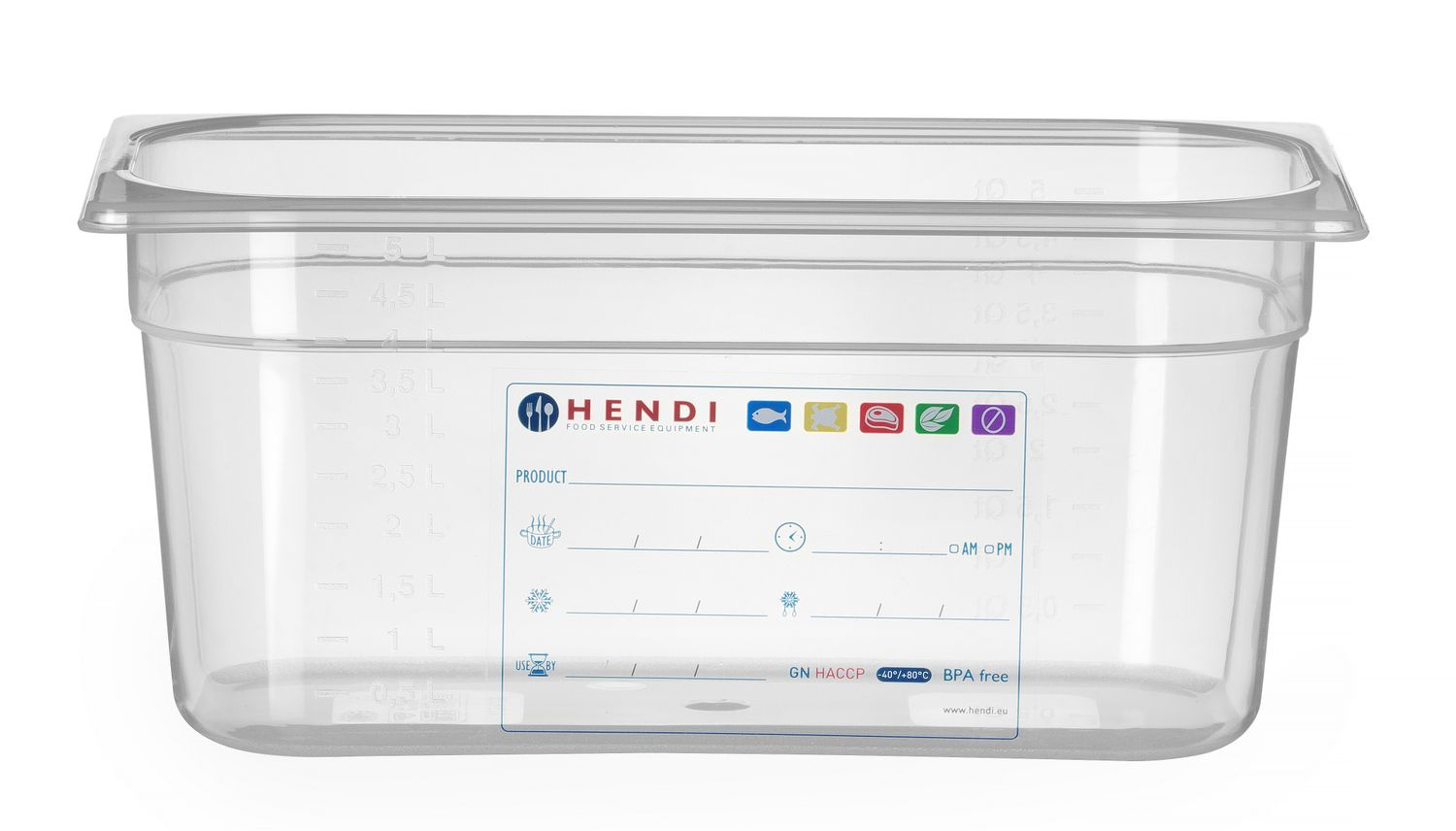 GN 1/3 edény, mélység 15 cm, polipropilénből, HACCP | HENDI 880265