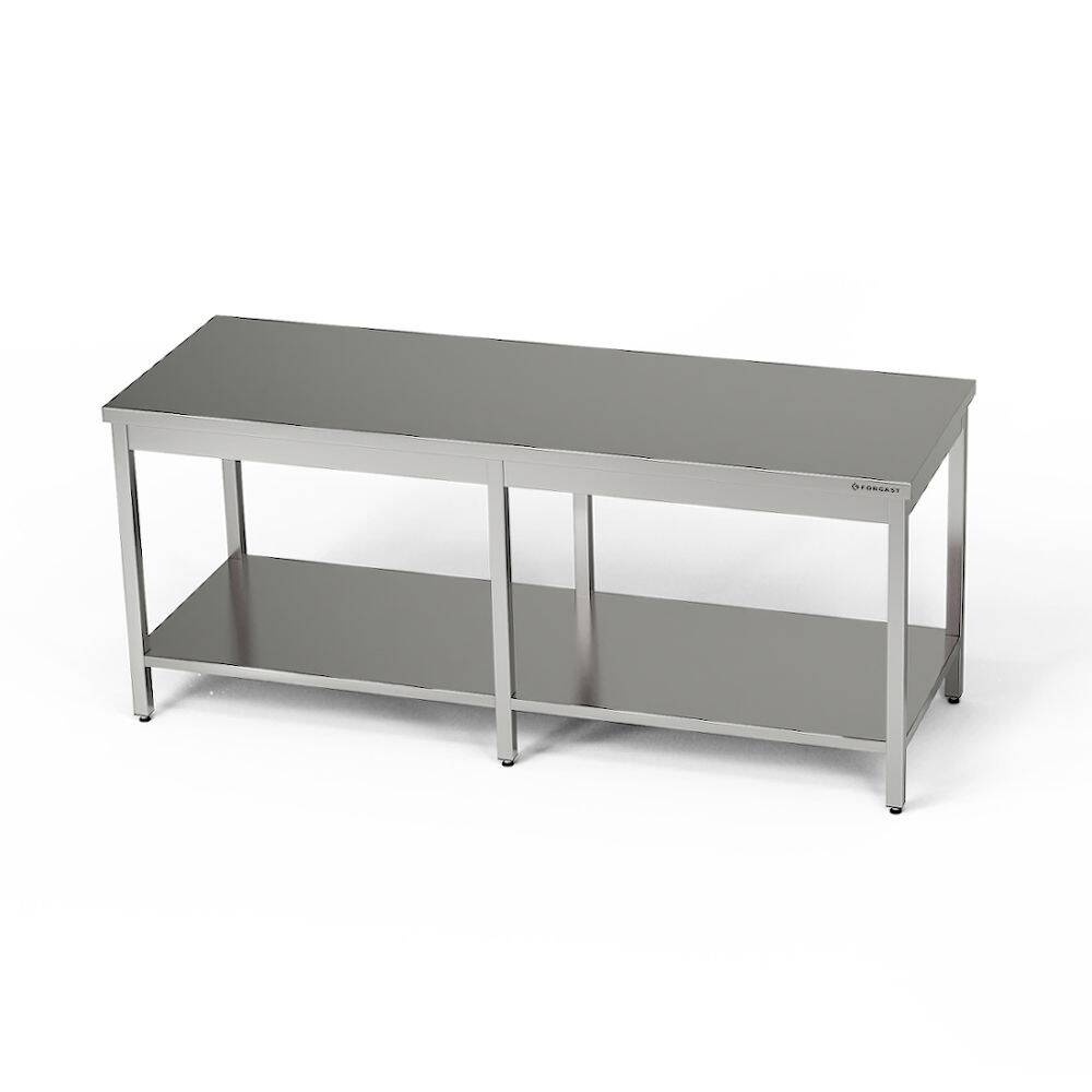 Központi rozsdamentes munkasztal polccal 260x80x85 cm | FORGAST