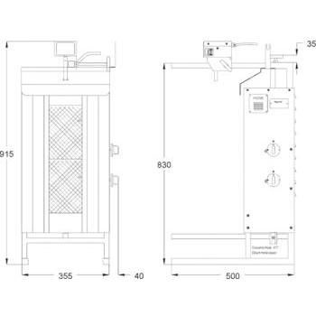 Gyros (kebab) gázüzemű Potis GD-2, 30 kg kapacitás, 2 fűtőzóna, földgázzal működtetett G20 | POTIS PG1203