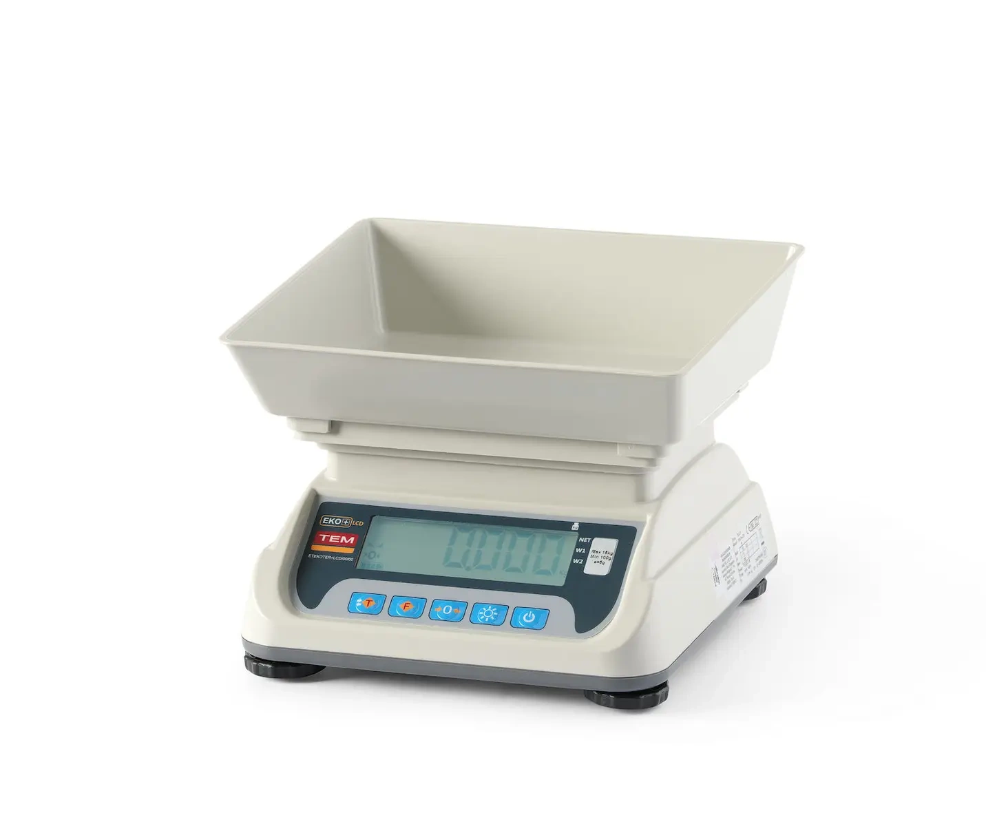 Konyhai mérleg LCD kijelzővel, hitelesítéssel, ECO+ sorozat | TEM TEKO+LCD15T-P1