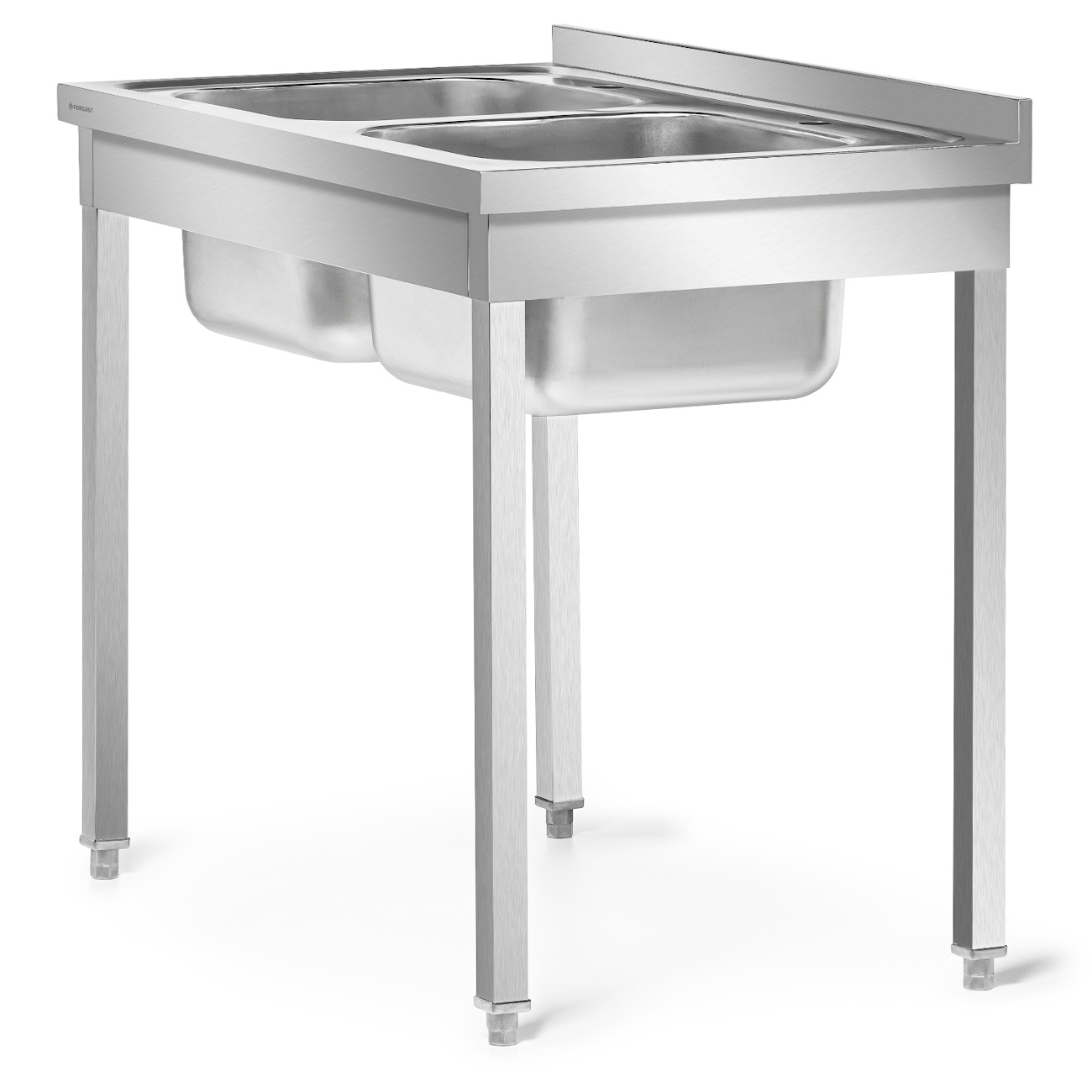 Rozsdamentes acél asztal 2 medencés mosogatóval 100x60x85 csavarozott | FORGAST FG15335