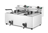 Elektromos 2 medencés olajsütő leeresztő csappal, 2x8 l, 2x3.5 kW | HENDI 209301