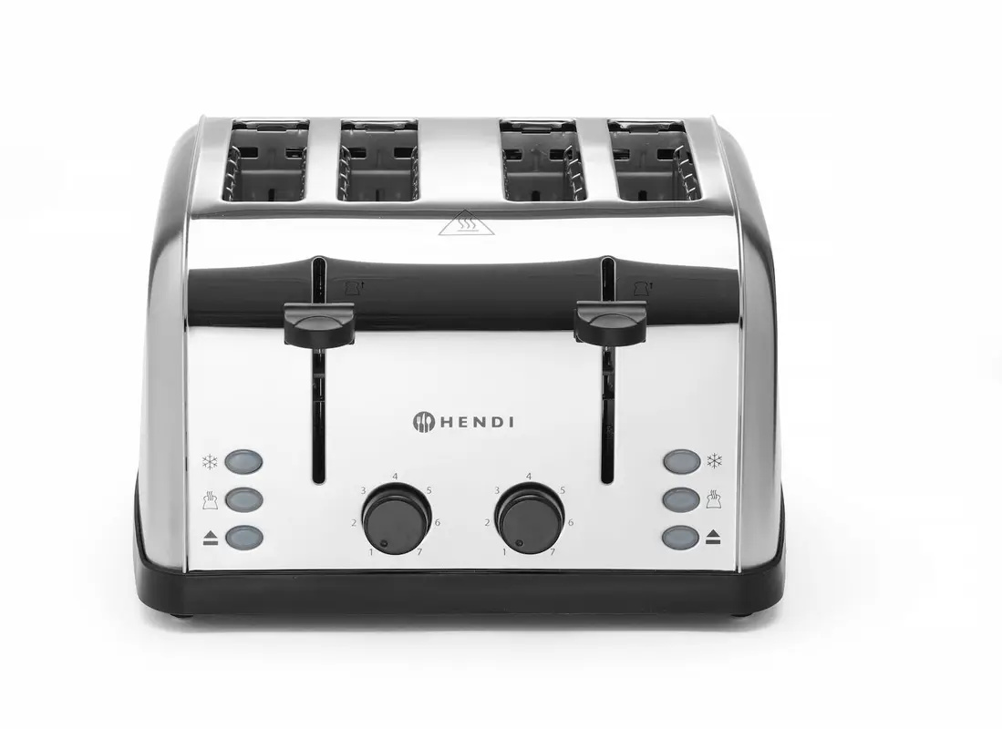 Kenyérpirító 4 szeletes, rozsdamentes acél, 1,5 kW | HENDI 261187