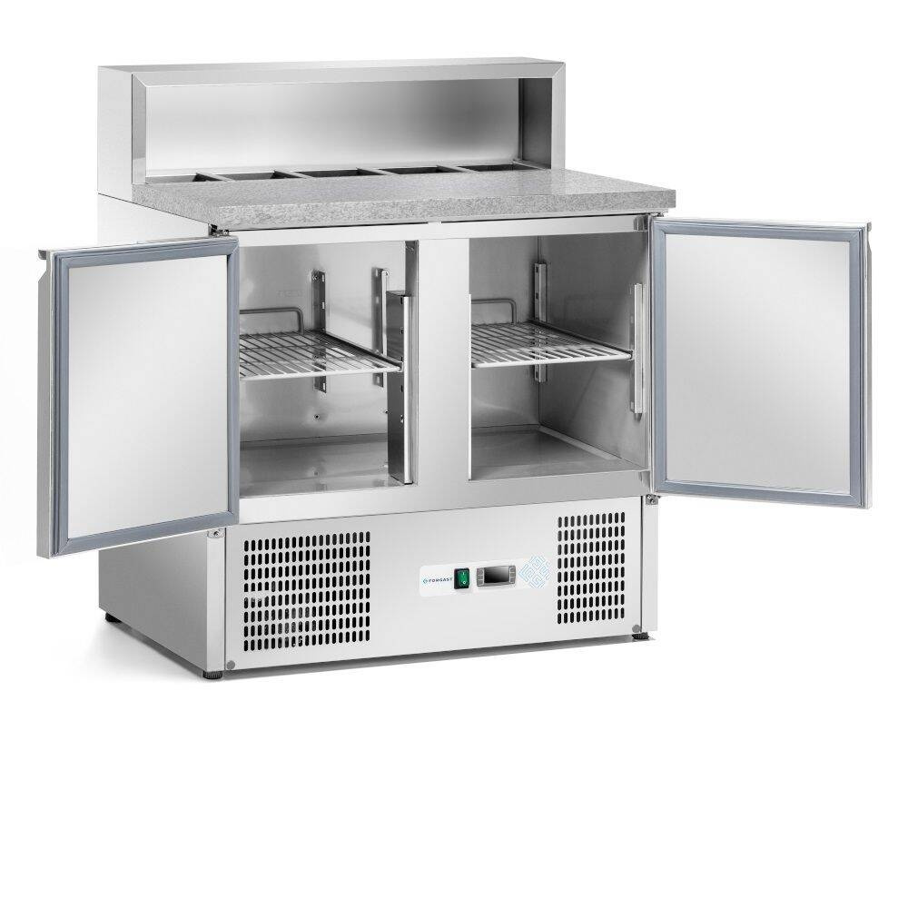 Hűtött pizzakészítő asztal 2 ajtóval, 257 l, feltéttel | FORGAST FG07202