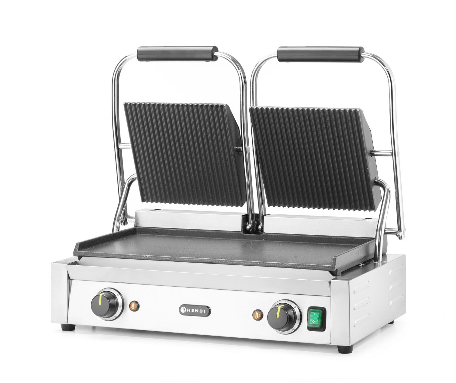 Dupla kontaktgrill, sima-bordázott, lap 47,3 x 23 cm, 3,6 kW, 230 V | HENDI 263808