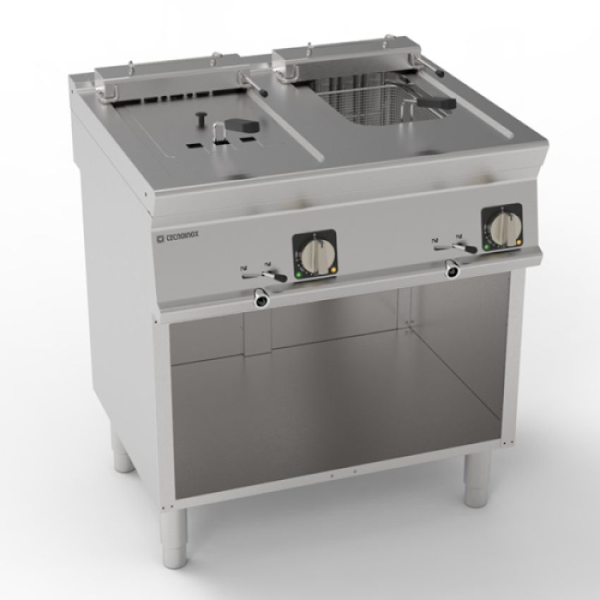 Elektromos olajsütő 2 medencével, állvánnyal - kapacitás 2x8 l | TECNOINOX 716053