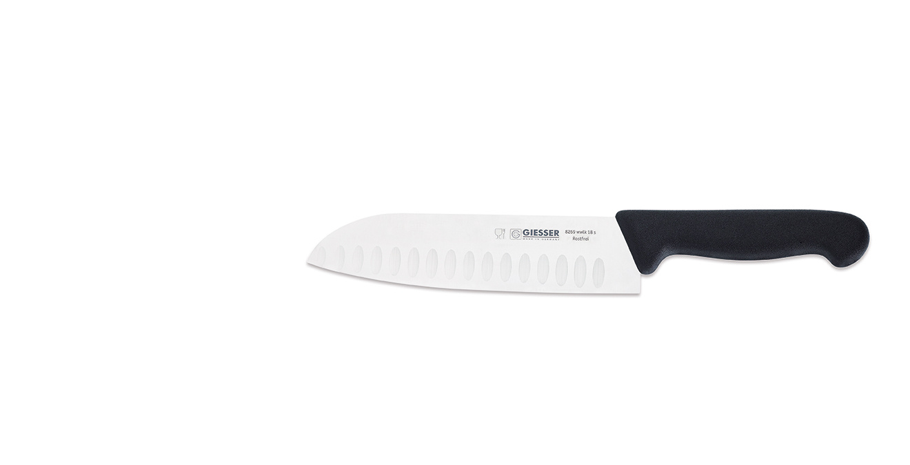 Santoku séfkés - 18 cm, fekete | GIESSER MESSER 8269 wwlk 18