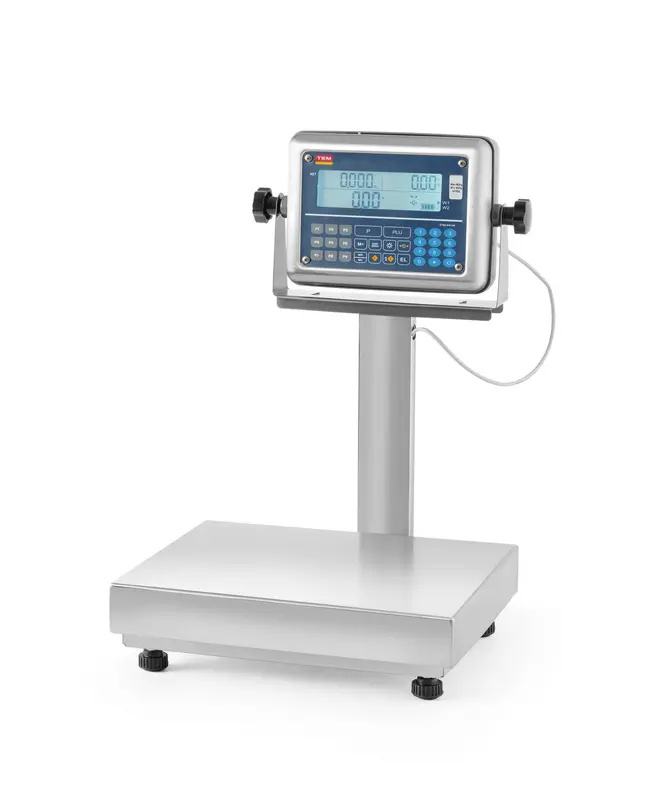 Platformmérleg LCD kijelzővel, oszloppal és hitelesítéssel - 60 kg-ig | TEM BE2TP028X035060