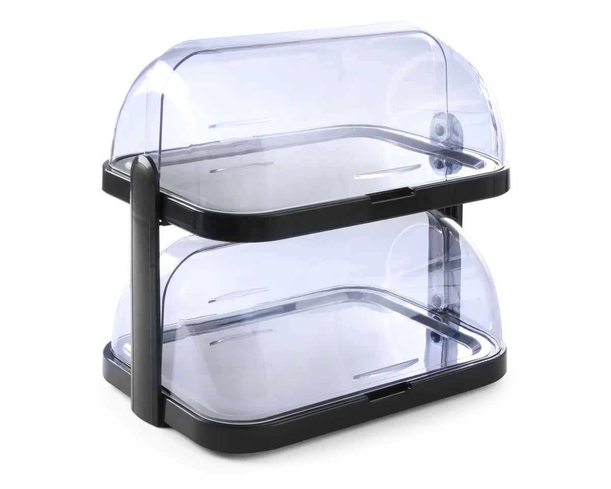 Hűtő vitrin roll-top fedéllel, dupla, sötétszürke, 44x32x(M)44cm | HENDI 871881