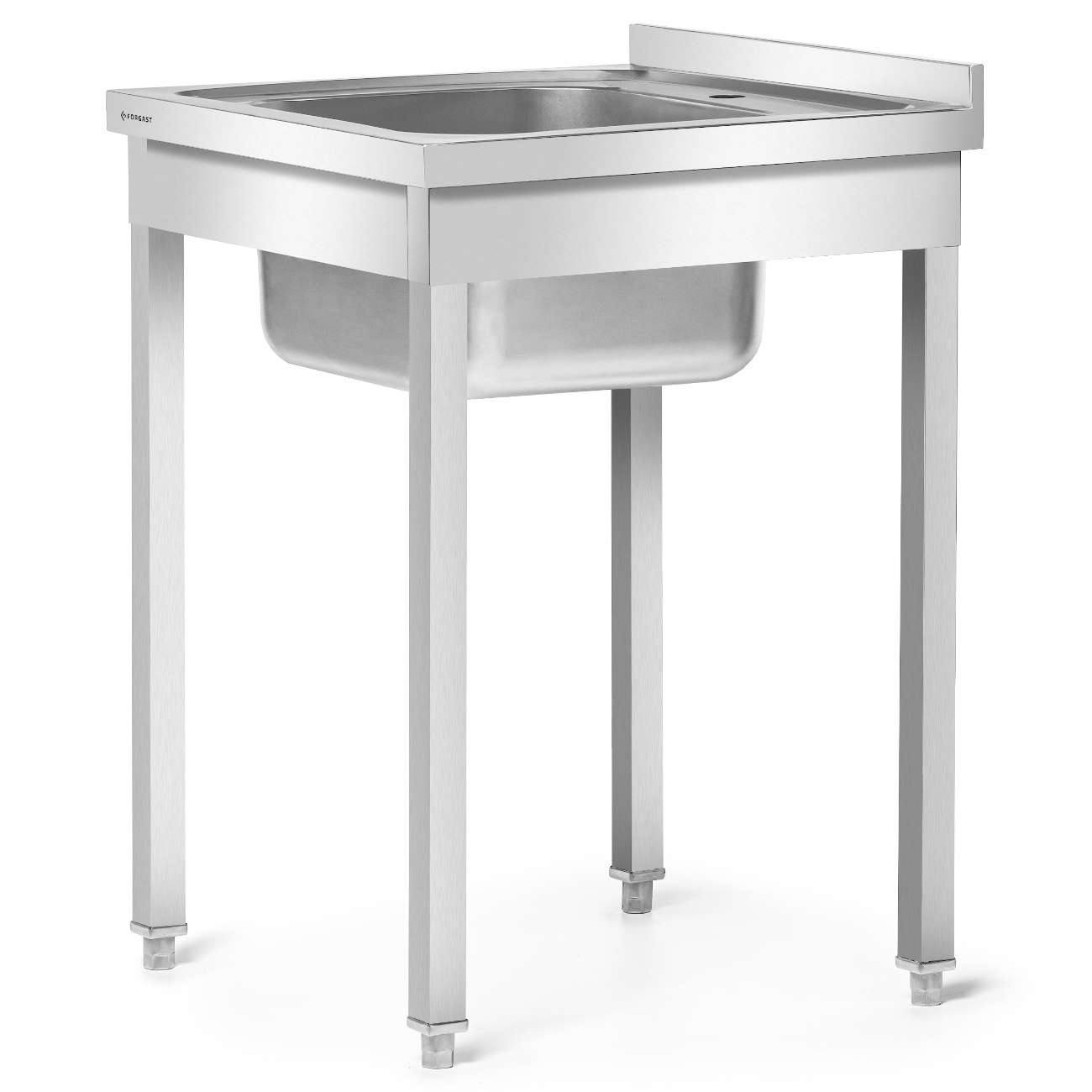 Rozsdamentes acél asztal 1 medencés mosogatóval 60x60x85 csavarozott | FORGAST FG15334