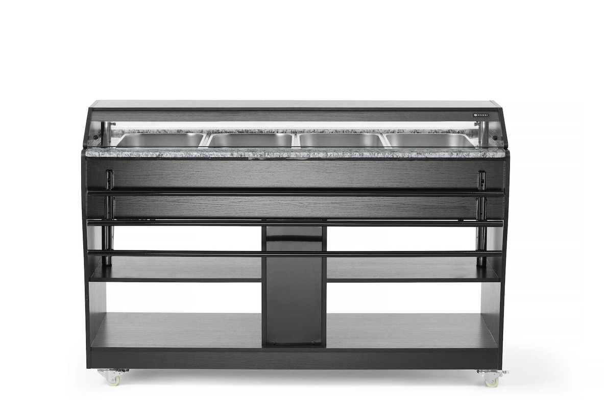 Vitrin, melegentartó büfé 4x GN 1/1, 2 kW, 230 V | HENDI 274064