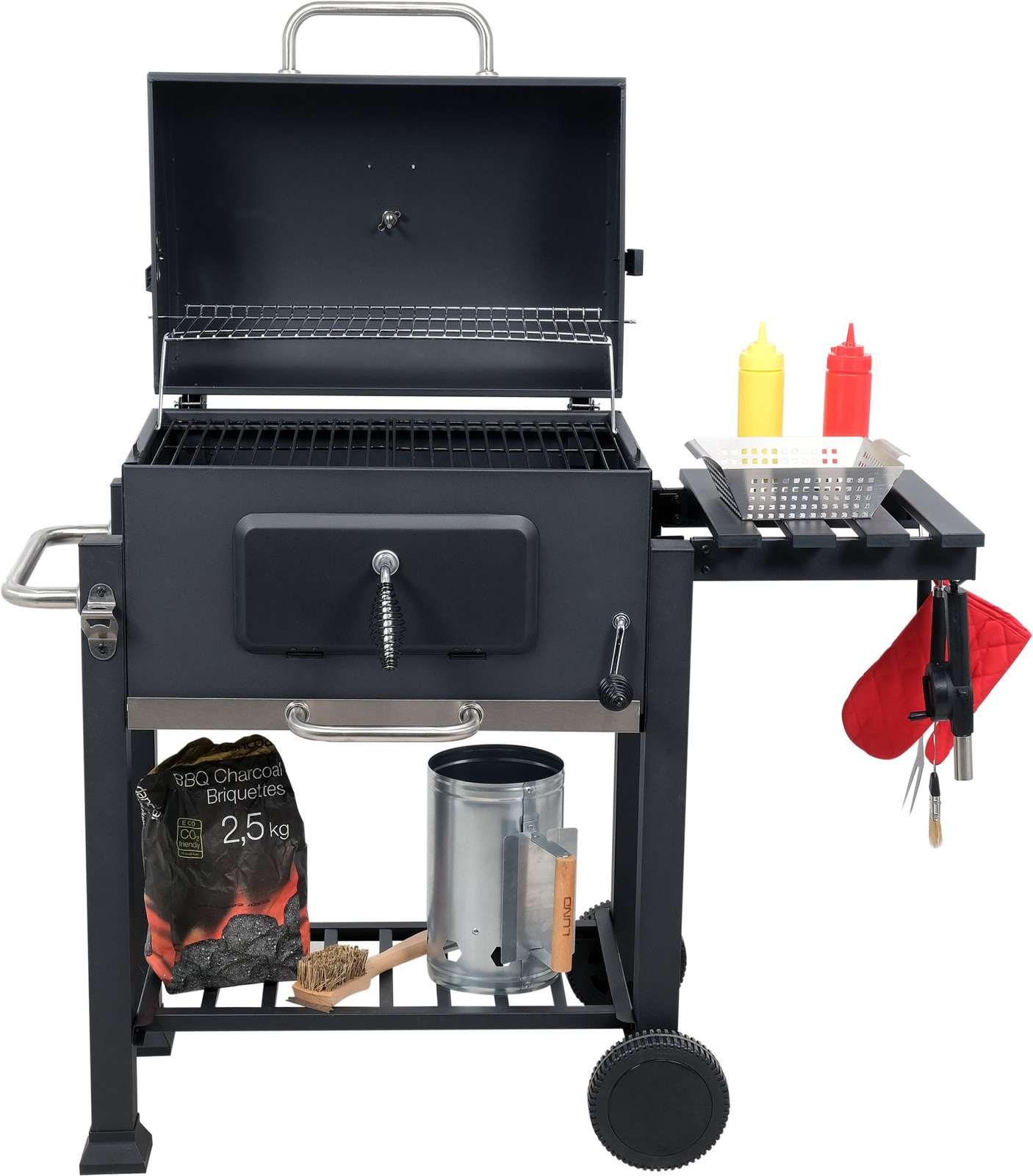 Szén grill fedővel, rács 71x34,5 cm | LUND 99910