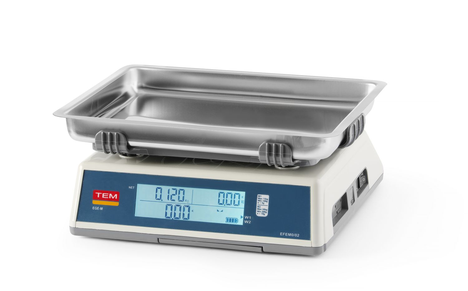 Számoló mérleg mély tállal és hitelesítéssel - 30 kg-ig | TEM TEM030C-PZR