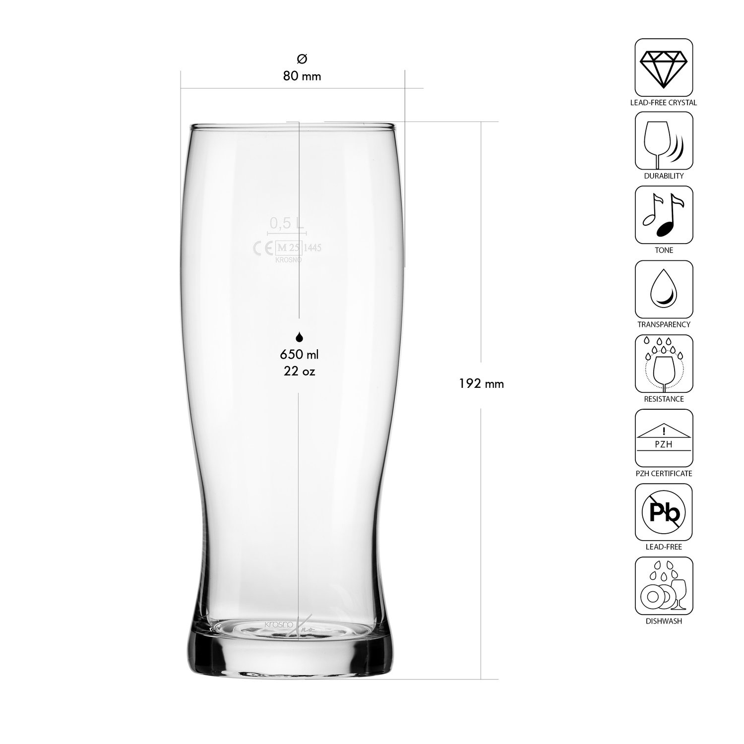Söröspoharak XNO BEER TUMBLER 650 ICE, 650 ML, 6 darabos készlet | KROSNO GLASS F684756050081Z40