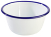 Tál ENAMELWARE, zománcozott, fehér, kék peremmel, 13x6 cm, 500 ml | APS 40638