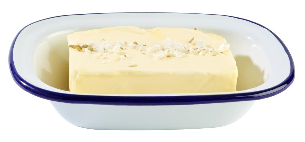 Tál ENAMELWARE, zománcozott, fehér kék szegéllyel, 16x12x3.5 cm, 350 ml | APS 40667