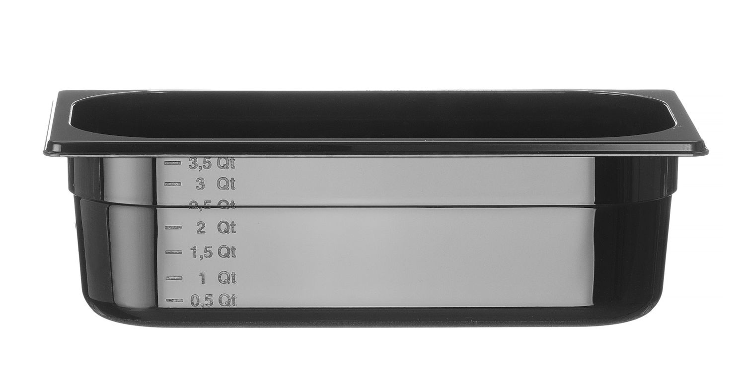 GN 1/3 tárolóedény, 10 cm mély, fekete polikarbonátból | HENDI 862520