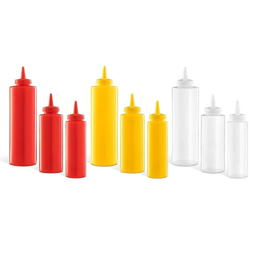 Adagolós flakon szószokhoz, polietilénből, 0,25 l, piros | FORGAST FG03227