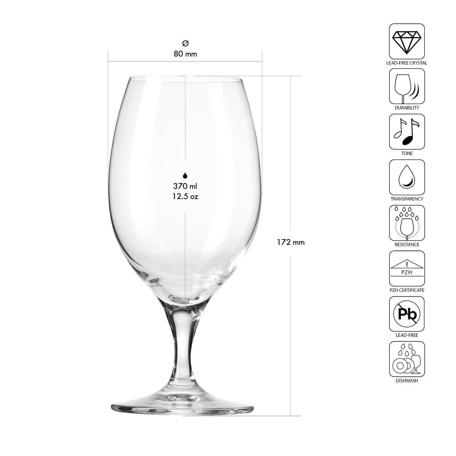 Serlegek BEER GOBLET 370, XNO, 370 ml, 6 darabos készlet | KROSNO GLASS FKMD127036002000