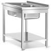 Rozsdamentes acél asztal 2 medencés mosogatóval, polccal 100x60x85, csavarozott | FORGAST FG15339