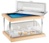 Vitrines szerviztál hűtőbetéttel, kétszintes DOPPELDECKER GN 1/1, barna, 60x41x36 cm | APS 11541