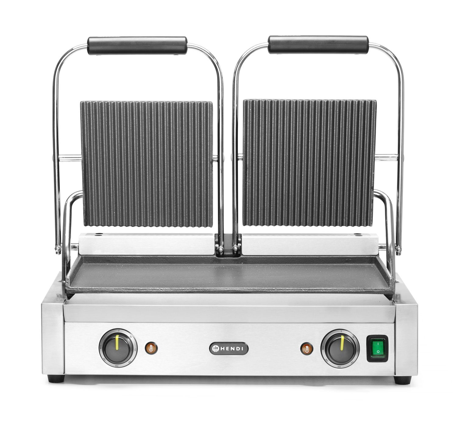 Dupla kontaktgrill, sima-bordázott, lap 47,3 x 23 cm, 3,6 kW, 230 V | HENDI 263808