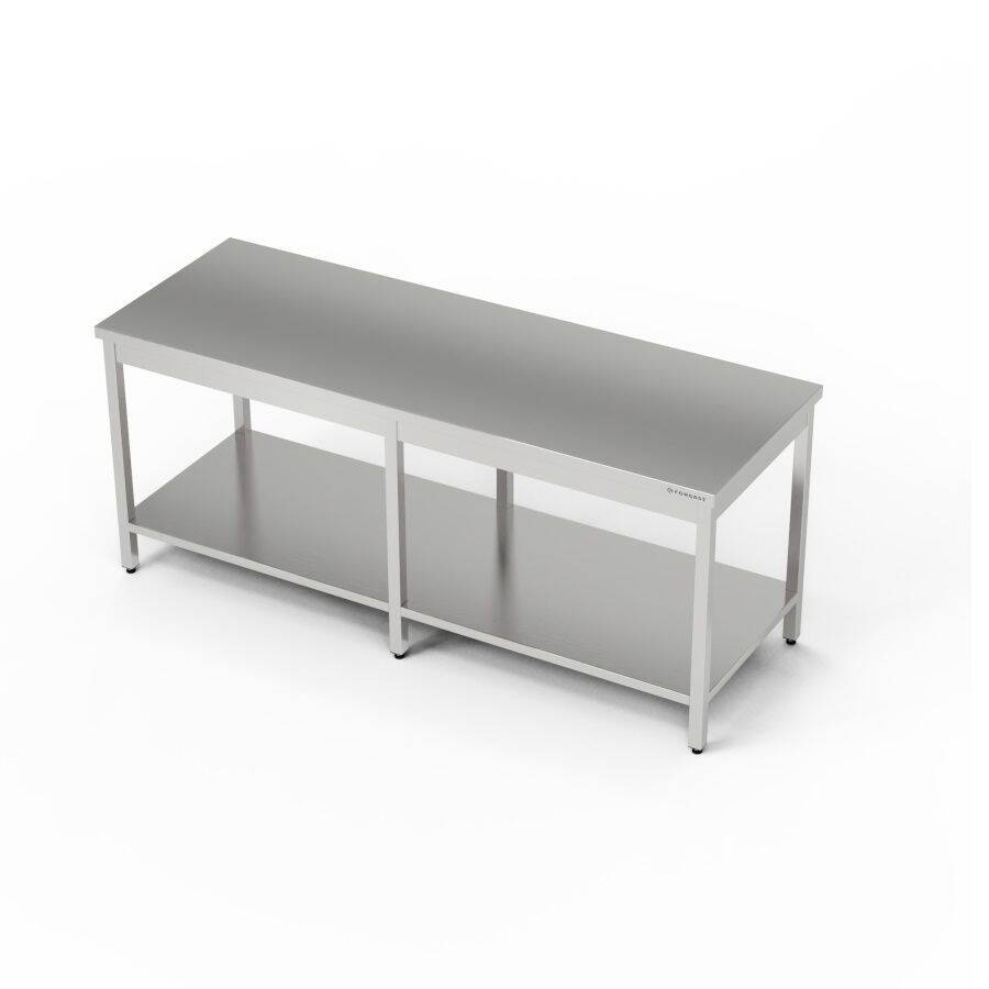 Munkaasztal központi rozsdamentes polccal 280x70x85 cm | FORGAST