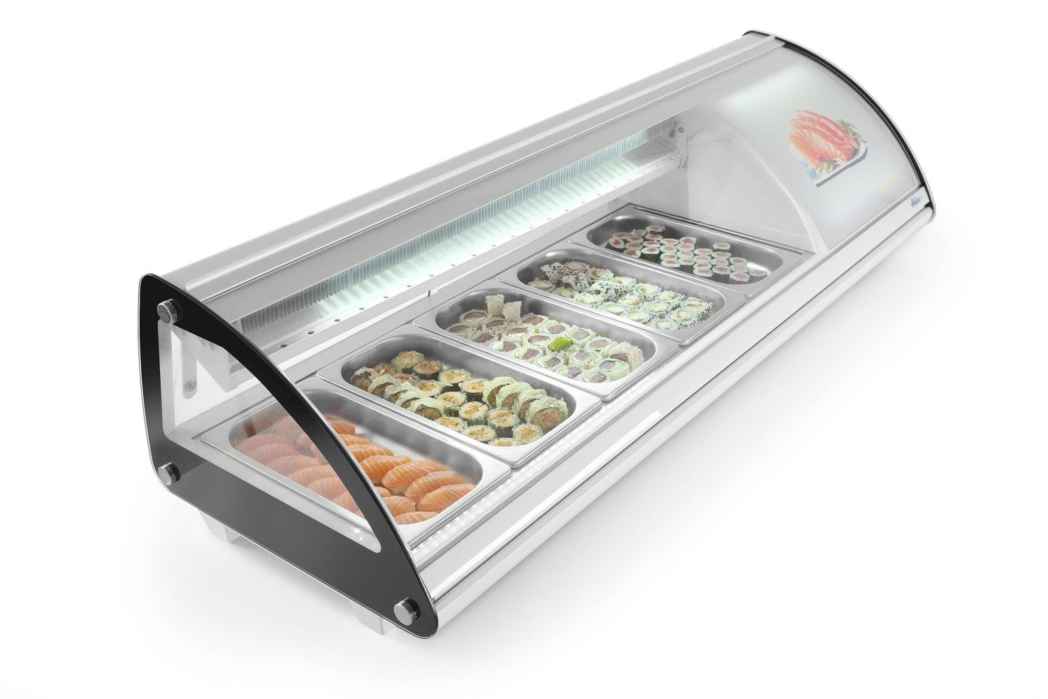 Sushi hűtővitrin, 63 l, LED, 3-7°C, 130,7x45x33 cm | HENDI 233757