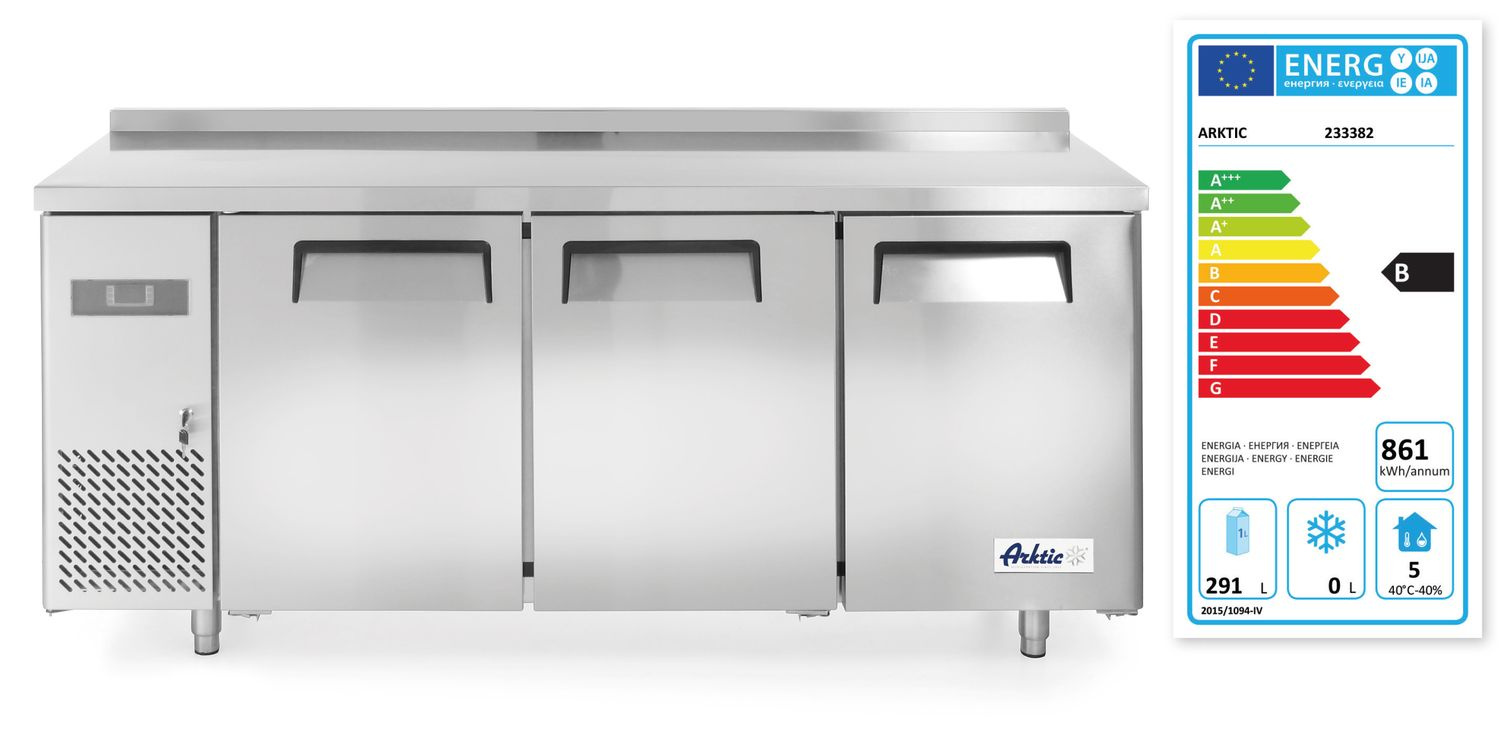 Kitchen Line hűtőasztal, 3 ajtós, 360 l, 180x60x85 cm, 0,4 kW | HENDI 233382