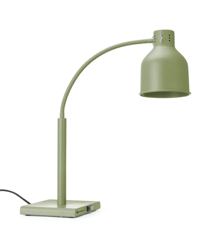 Ételek melegen tartására szolgáló lámpa, hajlítható, zöld, 220-240V/250 W, 26,8x20,3x66 cm | HENDI 273746