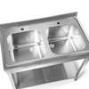 Rozsdamentes acél asztal 2 medencés mosogatóval, polccal 100x60x85, csavarozott | FORGAST FG15339