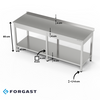 Rozsdamentes munkaasztal polccal 170x60x85 cm | FORGAST