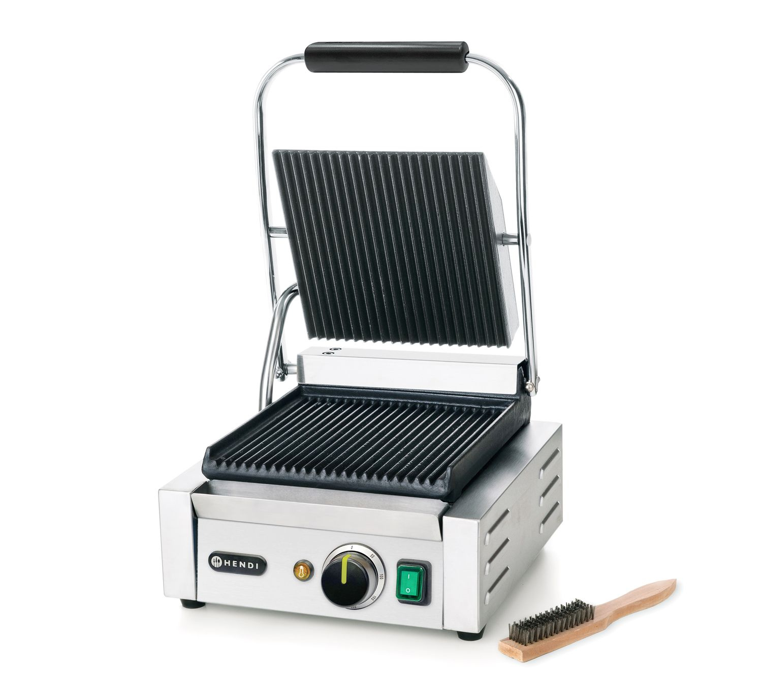 Kontaktgrill egyszeres, bordázott lapok 22x23 cm, 1.8 kW | HENDI 263501