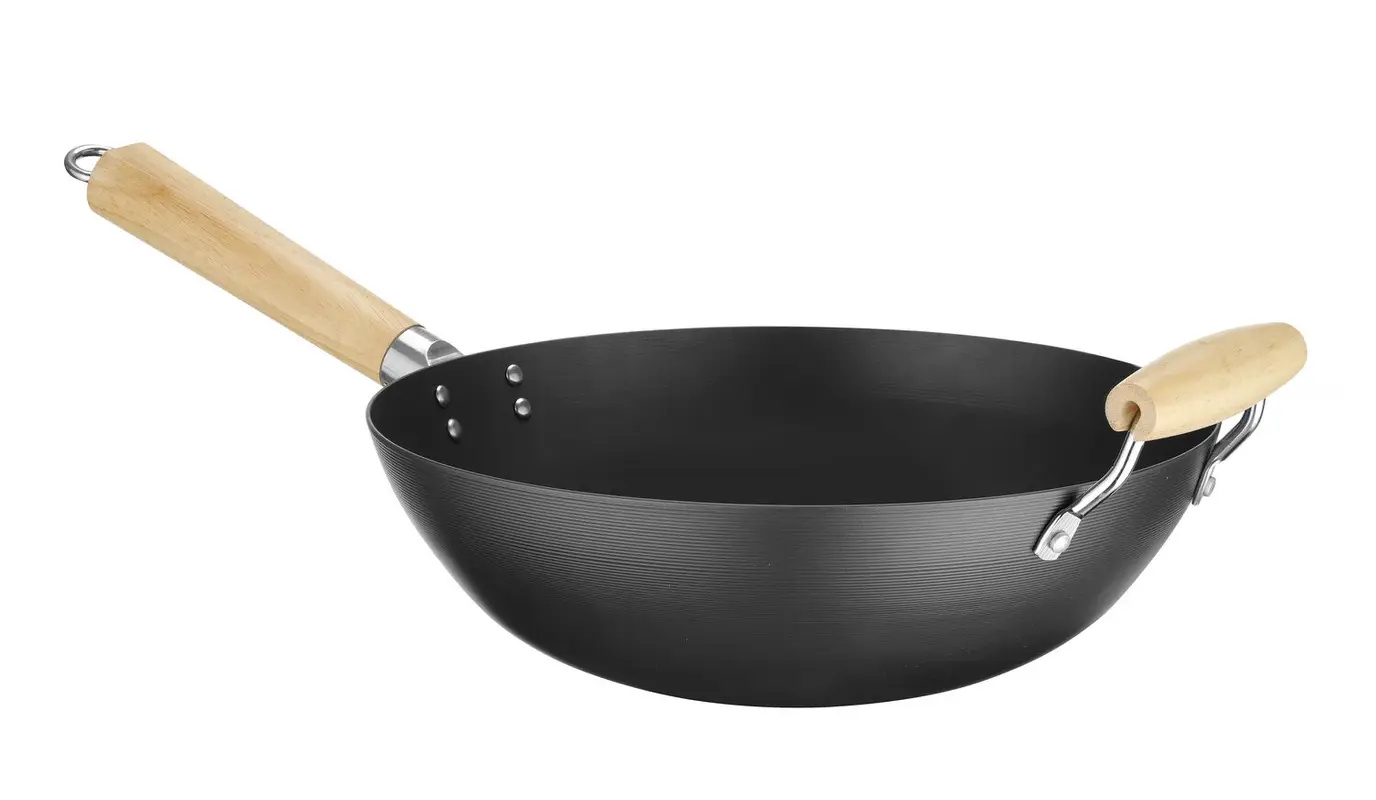 WOK serpenyő fa nyéllel, átm. 32 cm | HENDI 627907