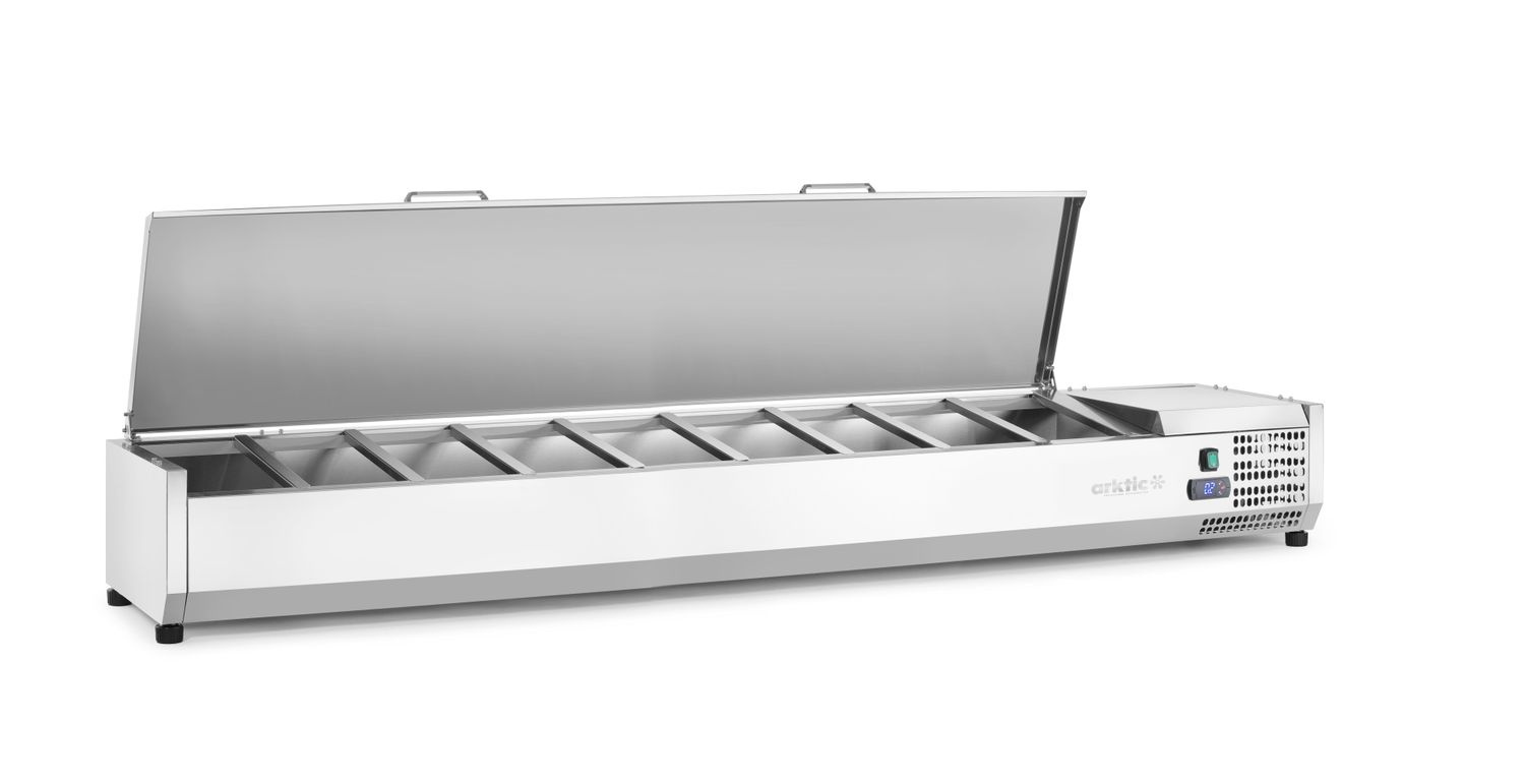 Hűtött feltétfeltöltő fedéllel, 9 GN 1/3, 200,5x39,5x29 cm, 0-8°C | ARKTIC 233993
