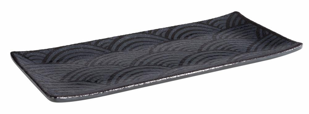 Tálca DARK WAVE, melaminból, fekete, 23x10,5x1,5 cm | APS 84905