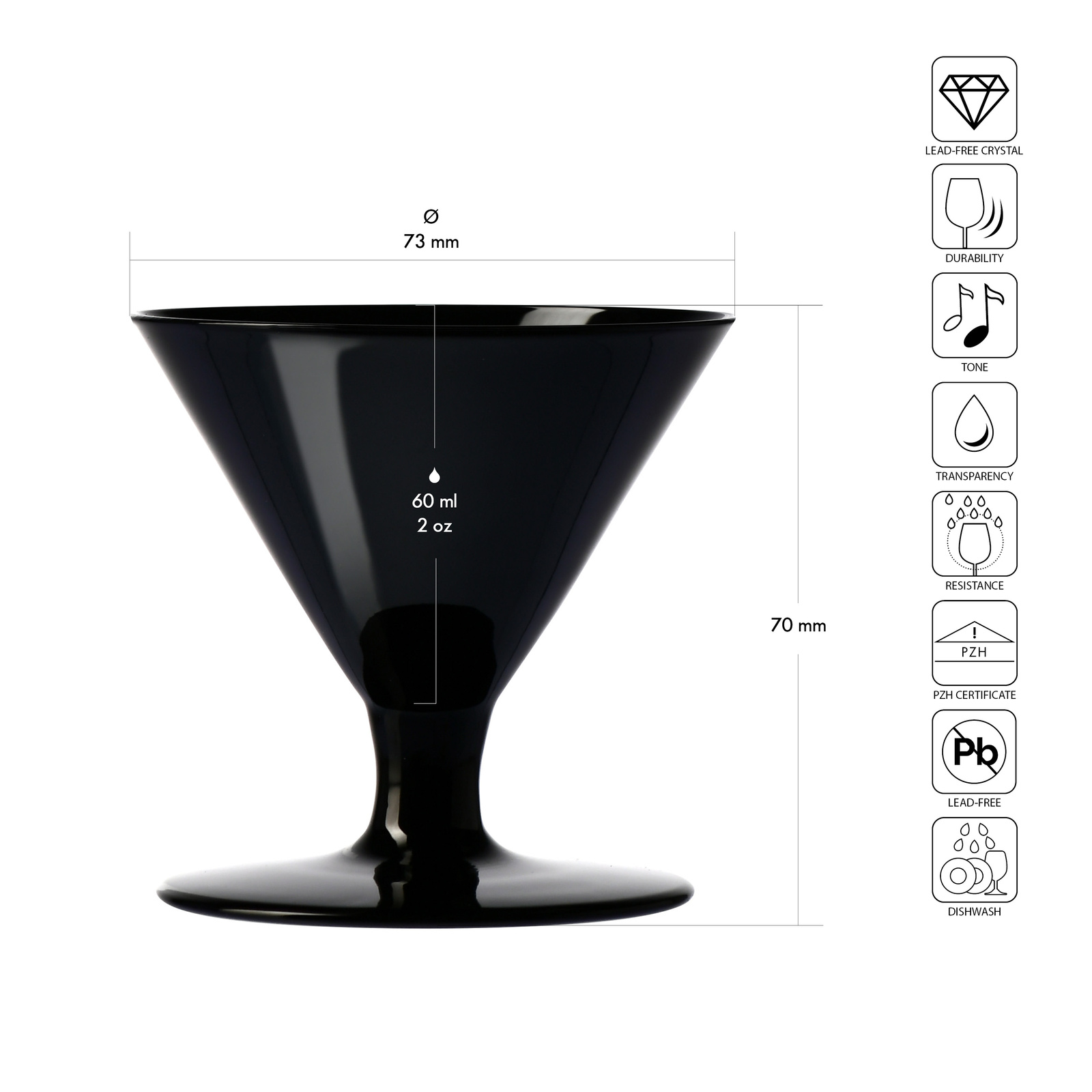 Martinis poharak MARTINI 60 BLACK, 60 ml, 6 darabos készlet | KROSNO GLASS F57D521005001010