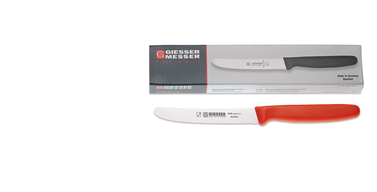 Hullámos élű késkészlet - 11 cm, 6 részes, piros | GIESSER MESSER 8365 wsp 11-6 r