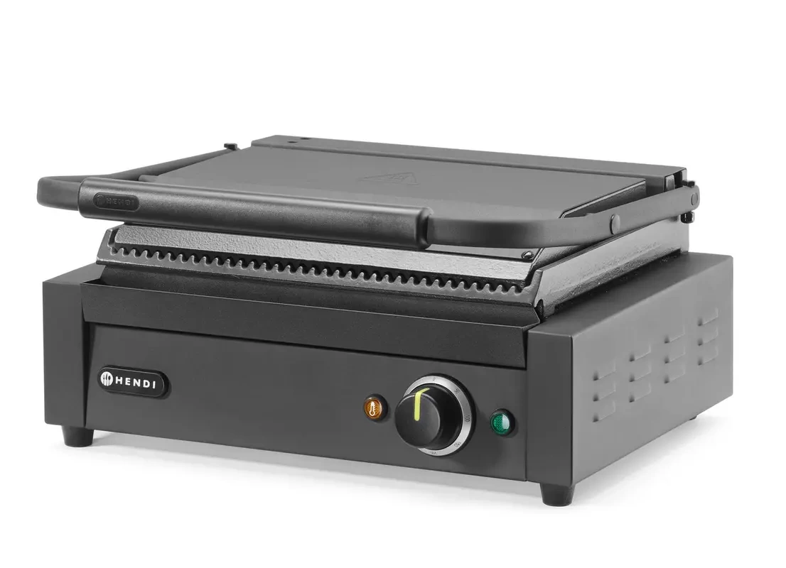 Kontaktgrill egyszeres, bordázott lapok, 34x23,5 cm, 2200 W, 230 V | HENDI 263617