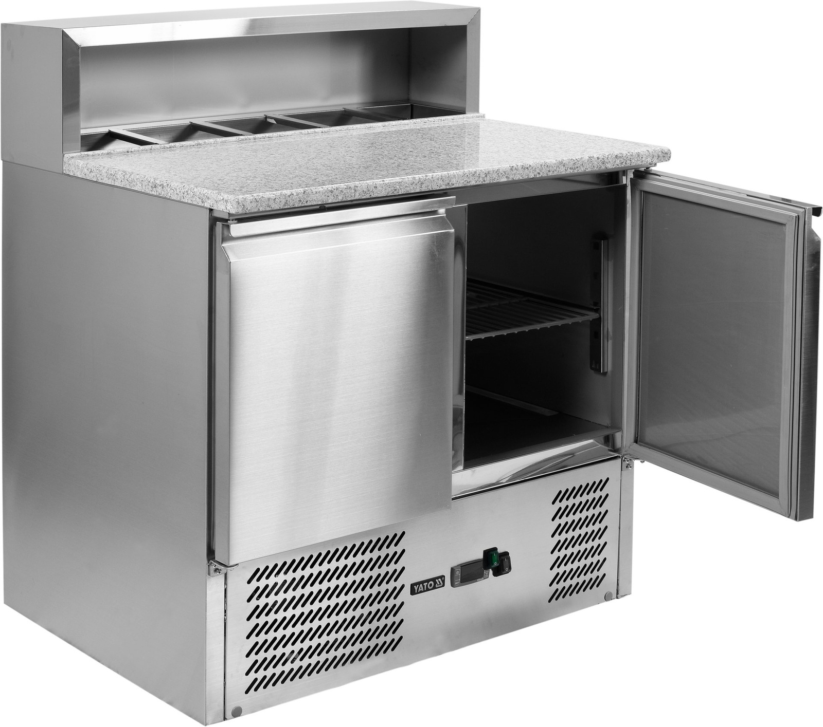 Hűtött pizzasütő asztal 2 ajtóval, felépítménnyel | YATO YG-05275