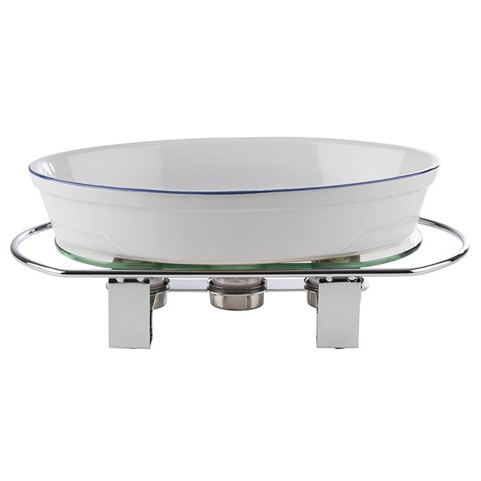 Asztali melegítőteamécsessel, krómozott fém, üveg | APS 35065