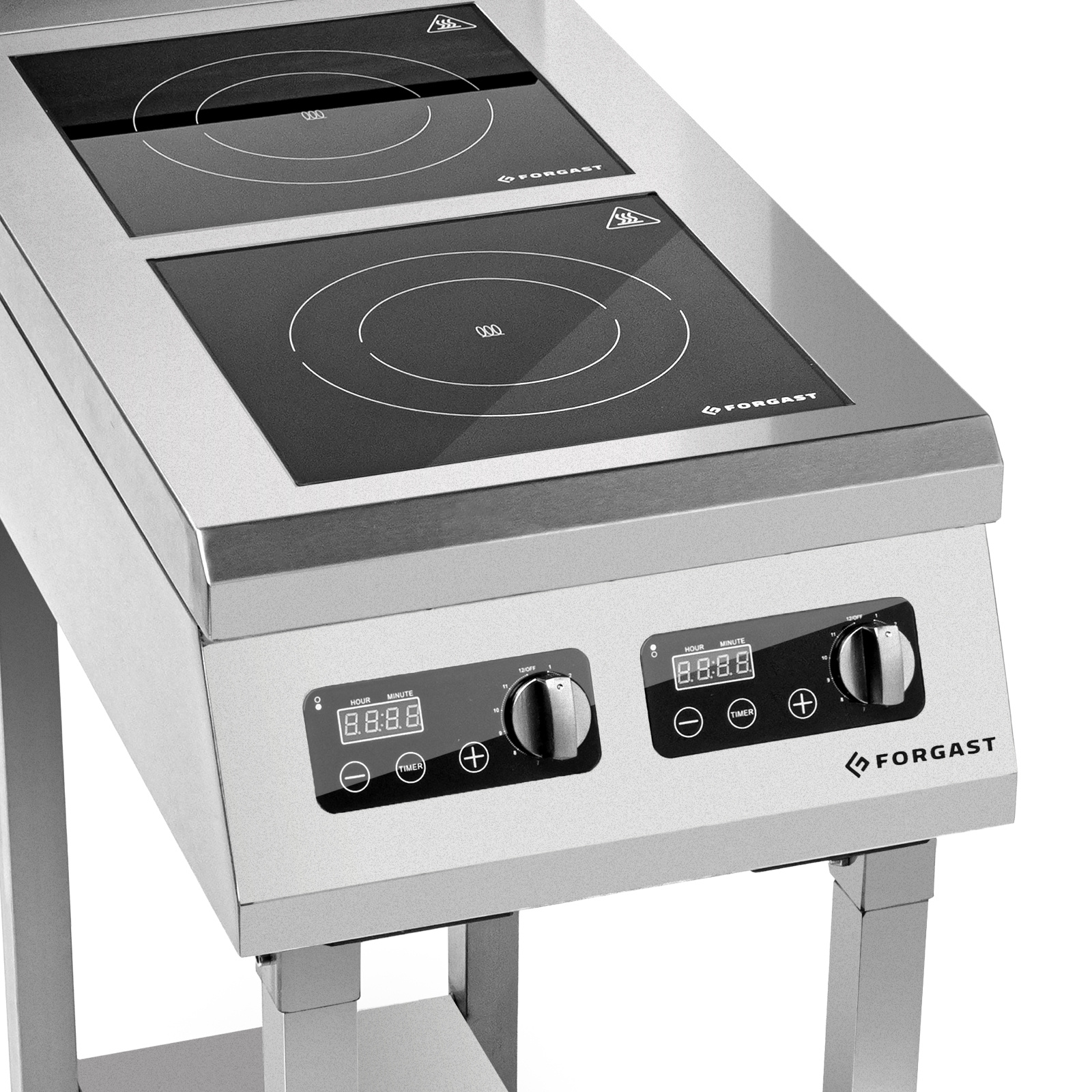 Indukciós tűzhely 2 főzőzónával, állvánnyal, 2x3,5 kW, 400 V | FORGAST FG09036